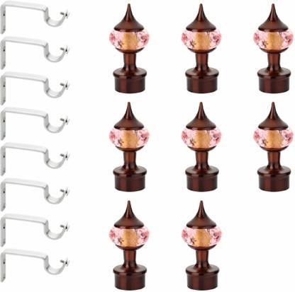 GLOXY Pink, Brown Rod Rail Bracket, Curtain Knobs, Curtain Hooks, Curtain Rods Metal