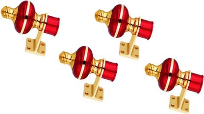 GROWNIX Red Curtain Knobs, Rod Rail Bracket, Curtain Hooks, Curtain Rods Metal