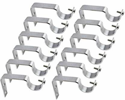 NRT Silver Curtain Hooks, Curtain Knobs, Curtain Rods, Rod Rail Bracket Metal