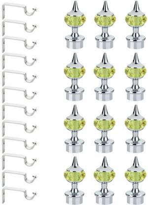 Panthera Light Green Rod Rail Bracket, Curtain Knobs Metal