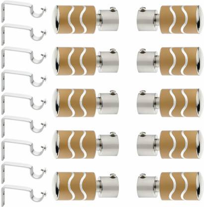 GLOXY Yellow, Silver Rod Rail Bracket, Curtain Knobs, Curtain Hooks, Curtain Rods Metal