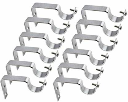 NRT Silver Curtain Hooks, Curtain Knobs, Curtain Rods, Rod Rail Bracket Metal