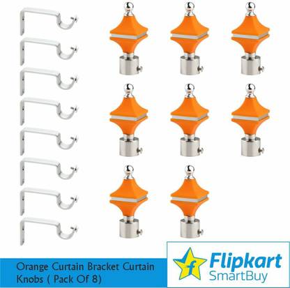 Flipkart SmartBuy Orange, Silver Rod Rail Bracket, Curtain Hooks, Curtain Knobs Metal