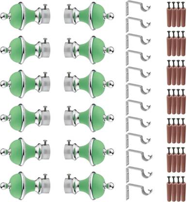 GRIVAN Green Rod Rail Bracket, Curtain Knobs, Curtain Hooks Metal