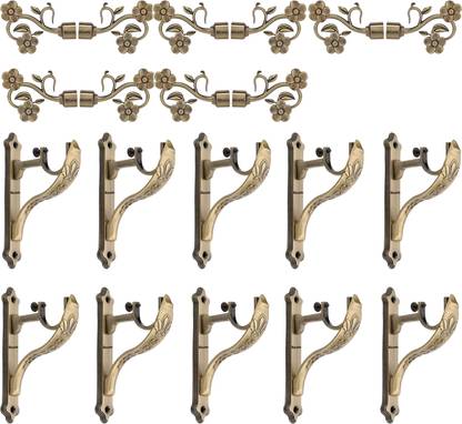 Bzcarts Beige Curtain Knobs, Curtain Rods, Rod Rail Bracket, Curtain Hooks Metal