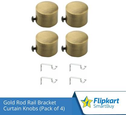 Flipkart SmartBuy Gold Curtain Knobs, Rod Rail Bracket Metal