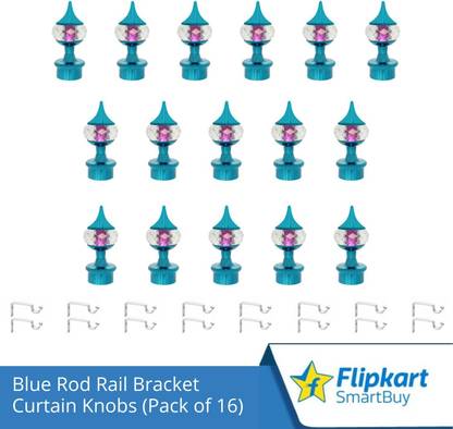 Flipkart SmartBuy Blue Curtain Knobs, Rod Rail Bracket Metal