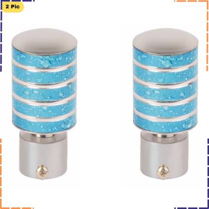 ZAPEX Silver, Light Blue Rod Rail Bracket, Curtain Knobs Metal