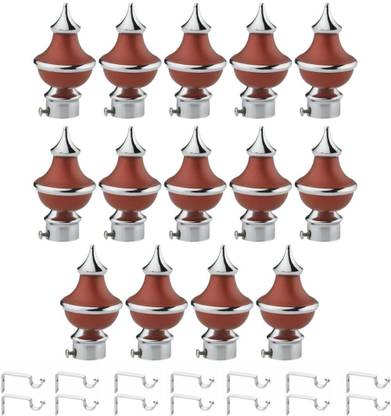 METZO Maroon Rod Rail Bracket, Curtain Knobs Metal