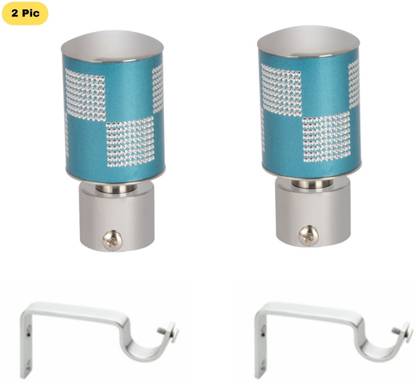 ZAPEX Silver, Light Blue Rod Rail Bracket, Curtain Knobs Metal