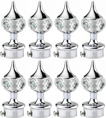 Worldson Silver Rod Rail Bracket, Curtain Knobs Metal