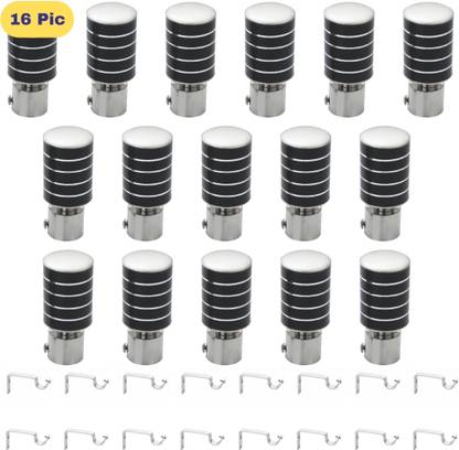 ZAPEX Black, Silver Curtain Knobs, Rod Rail Bracket Metal