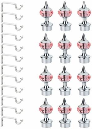 Bzcarts Peach Curtain Hooks, Curtain Knobs, Curtain Rods, Rod Rail Bracket Metal