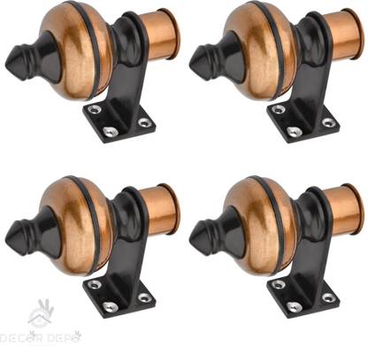 Decuds Black Curtain Hooks, Curtain Knobs, Rod Rail Bracket Metal