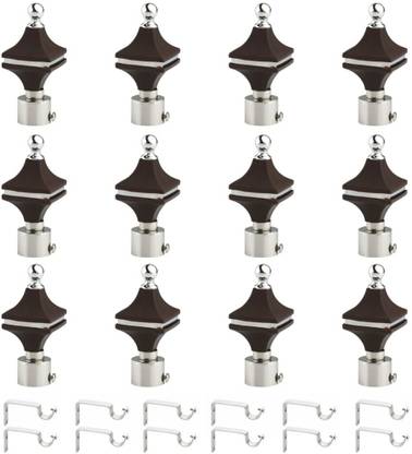 METZO Black Rod Rail Bracket, Curtain Knobs Metal
