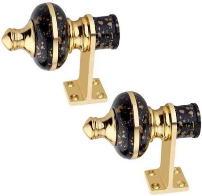 GROWNIX Black, Gold Curtain Hooks, Curtain Knobs Metal