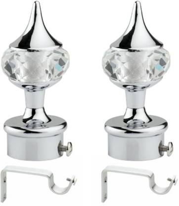 METZO Silver Rod Rail Bracket, Curtain Knobs Metal