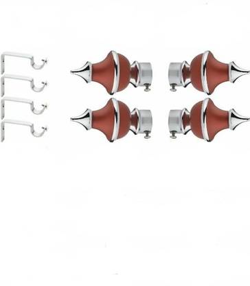 picamax Brown Rod Rail Bracket, Curtain Knobs, Curtain Hooks Metal