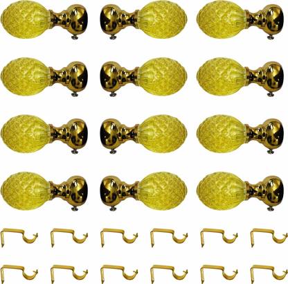 Kreyam's Yellow Rod Rail Bracket, Curtain Knobs Metal