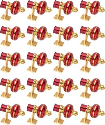 Ghazian Red, Gold Curtain Knobs, Rod Rail Bracket Metal