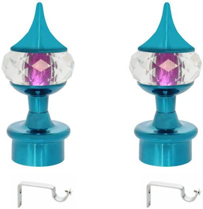 METZO Blue Rod Rail Bracket, Curtain Knobs Metal