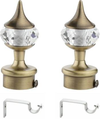 METZO Silver, Gold Rod Rail Bracket, Curtain Knobs Metal
