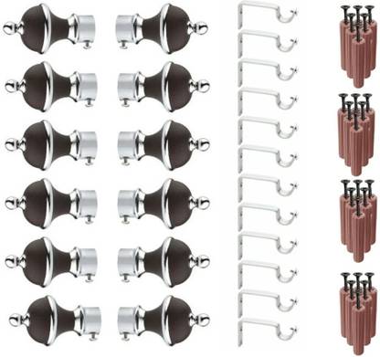 GRIVAN Black Rod Rail Bracket, Curtain Knobs, Curtain Hooks Metal