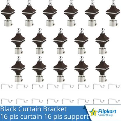 Flipkart SmartBuy Black Curtain Knobs, Rod Rail Bracket Metal