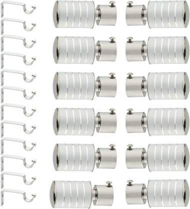 Ebenezer Silver Rod Rail Bracket, Curtain Knobs Metal