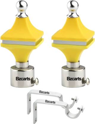 Bzcarts Yellow Curtain Knobs, Rod Rail Bracket, Curtain Hooks Metal