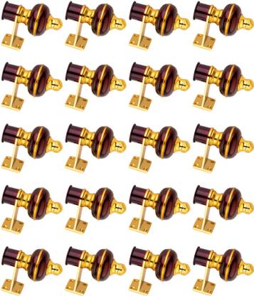 Ghazian Maroon, Gold Curtain Knobs, Rod Rail Bracket Metal
