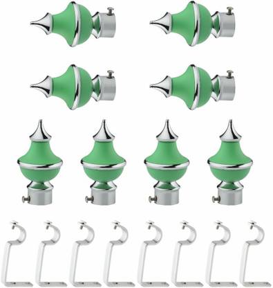 swing Green, Silver Rod Rail Bracket, Curtain Knobs Metal