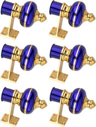 Ghazian Blue Curtain Knobs, Rod Rail Bracket Metal