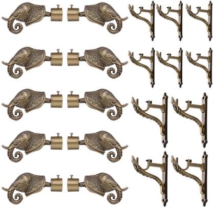 GRIVAN Gold, Multicolor Rod Rail Bracket, Curtain Knobs, Curtain Hooks Metal