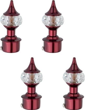 Ghazian Maroon Curtain Knobs, Rod Rail Bracket Metal