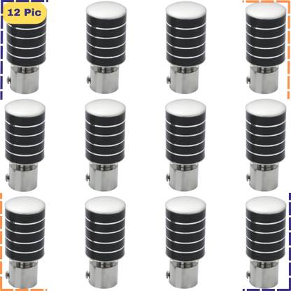 ZAPEX Black, Silver Curtain Knobs, Rod Rail Bracket Metal