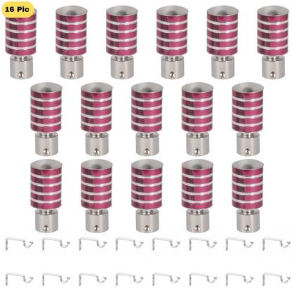 ZAPEX Purple, Silver Rod Rail Bracket, Curtain Knobs Metal