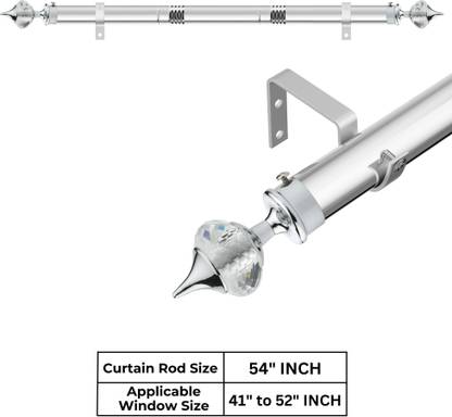 GRIVAN Silver Curtain Knobs, Curtain Rods, Rod Rail Bracket Metal