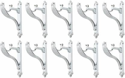 LEEZEN Architectural Hardware Silver Rod Rail Bracket, Curtain Hooks, Curtain Knobs Metal