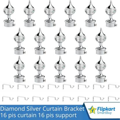 Flipkart SmartBuy Silver Curtain Knobs, Rod Rail Bracket Metal