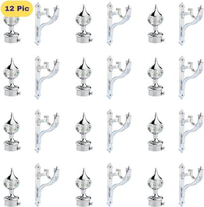 ZAPEX Silver Rod Rail Bracket, Curtain Knobs Metal