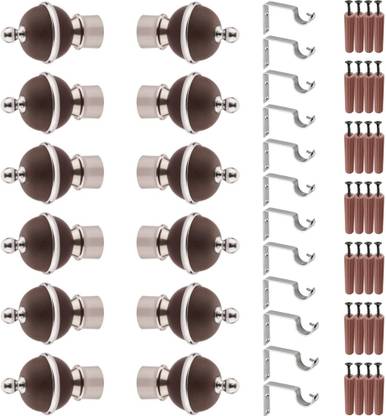 GRIVAN Silver, Brown Rod Rail Bracket, Curtain Knobs, Curtain Hooks Metal