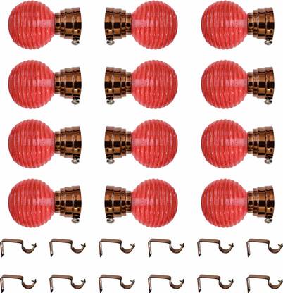 Kreyam's Red Rod Rail Bracket, Curtain Knobs Metal