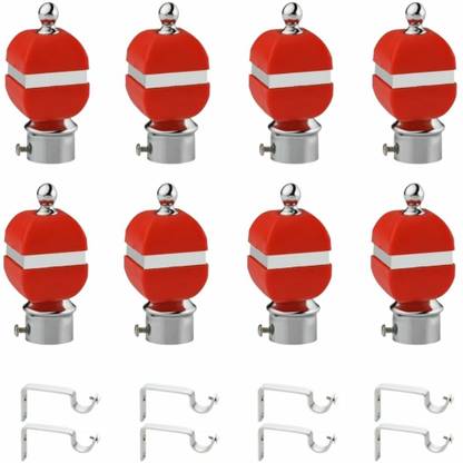 RKOING Red Rod Rail Bracket, Curtain Knobs Metal