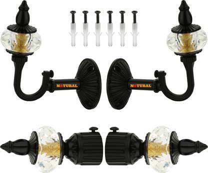 NATURAL Black Curtain Knobs Metal