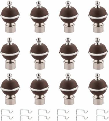 Inkart Brown Rod Rail Bracket, Curtain Knobs Metal