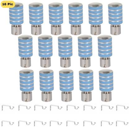 ZAPEX Light Blue Rod Rail Bracket, Curtain Knobs Metal