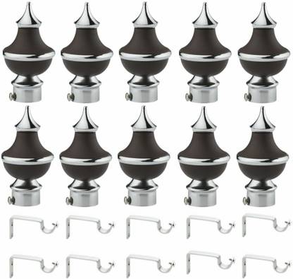 krina Silver, Black Rod Rail Bracket, Curtain Knobs Metal
