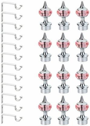 Easyhome Peach Curtain Hooks, Curtain Knobs, Curtain Rods, Rod Rail Bracket Metal