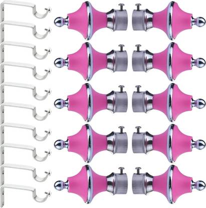 AVLEN Pink, Silver Rod Rail Bracket, Curtain Knobs, Tassels, Curtain Rods Metal